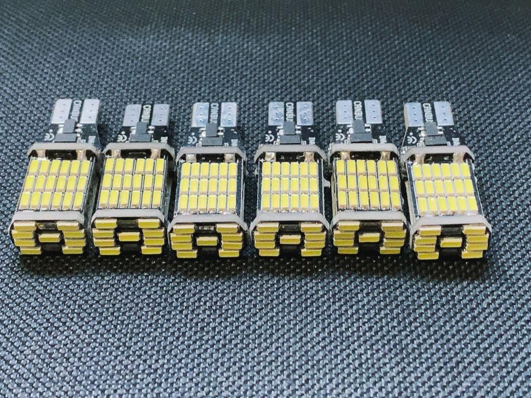 ★T16 T10 LED ホワイト 45SMD 6000Kナンバー灯 直視厳禁 6個_画像1