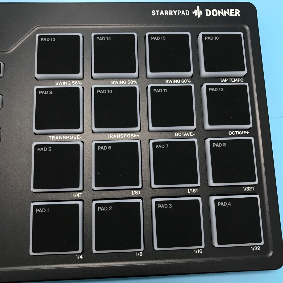 サ) 通電確認のみ Donner MIDIコントローラー 16パッド STARRYPAD USB Type-c 音楽制作 フィンガードラムパッド 日本語取扱説明書 管理M の画像3