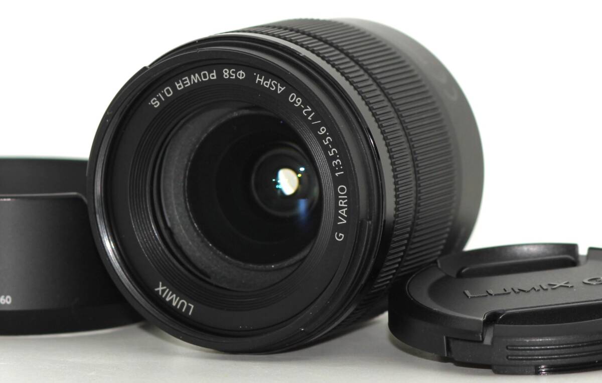 * finest quality goods * PANASONIC Panasonic LUMIX G VARIO 12-60mm F3.5-5.6 ASPH. POWER O.I.S rom and rear (before and after) cap with a hood .#P066