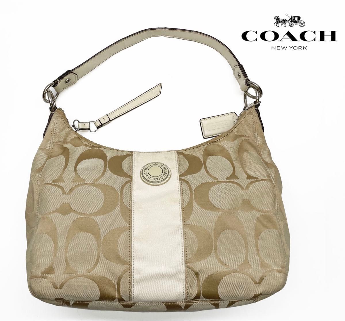 COACH】コーチ シグネチャー レザー 2way ショルダーバッグ 中古 COACH】コーチ シグネチャー レザー 2way ショルダーバッグ 中古