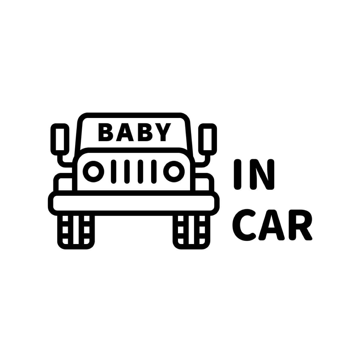 【ブラック】jeep baby in car  ジープ ステッカー 赤ちゃん ベビー カッティングステッカー