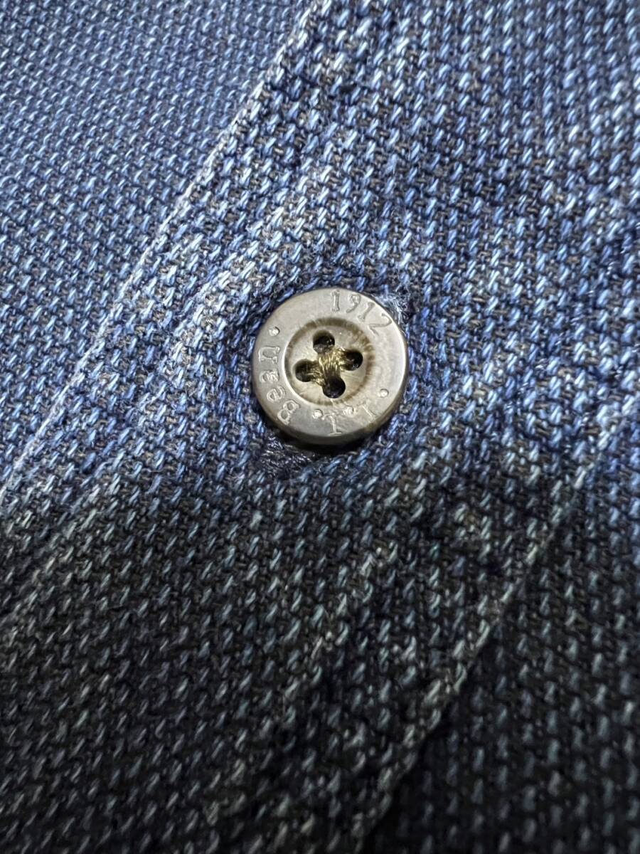古着 90s ヴィンテージ L.L.Bean エルエルビーン デニム生地 刺し子 ボタンダウンシャツ / USA製 大きいサイズの画像4