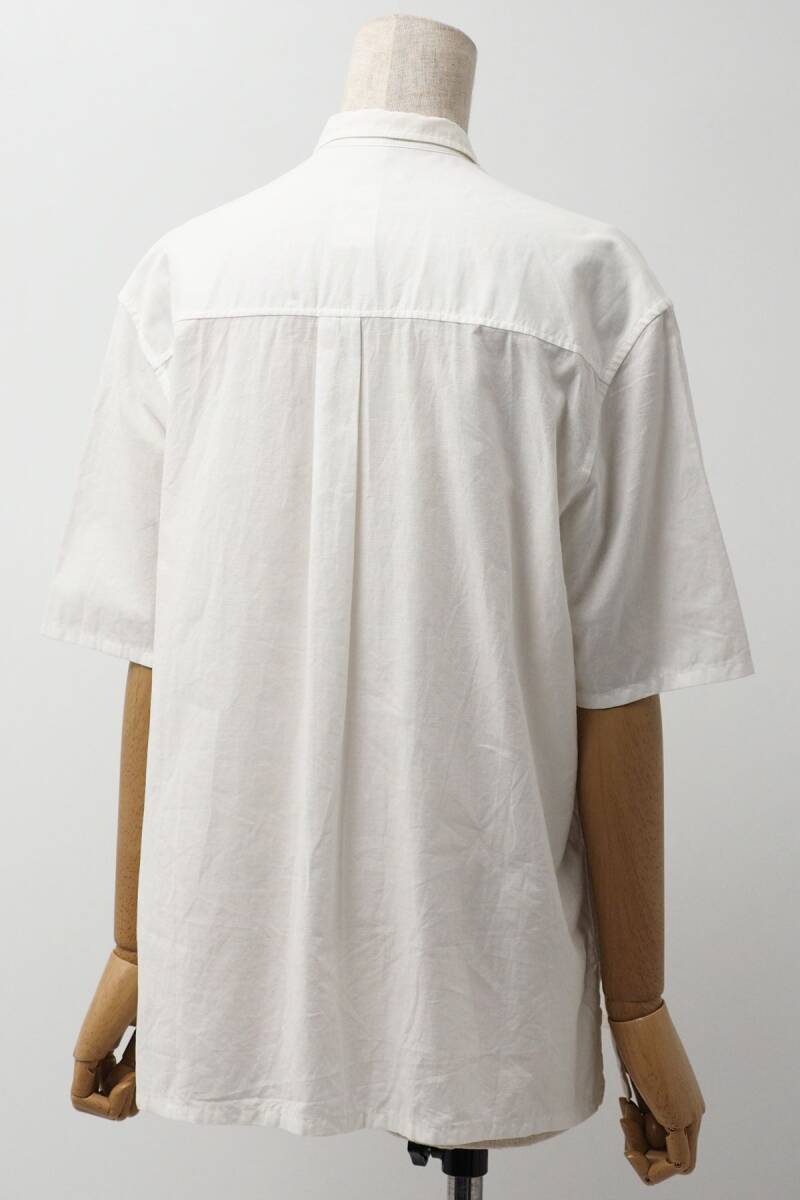 TG8503☆ワイズ Y's ヨウジヤマモト 総コットン 半袖 シャツ ブラウス 無地 ポケット付 オフホワイト サイズ3の画像2