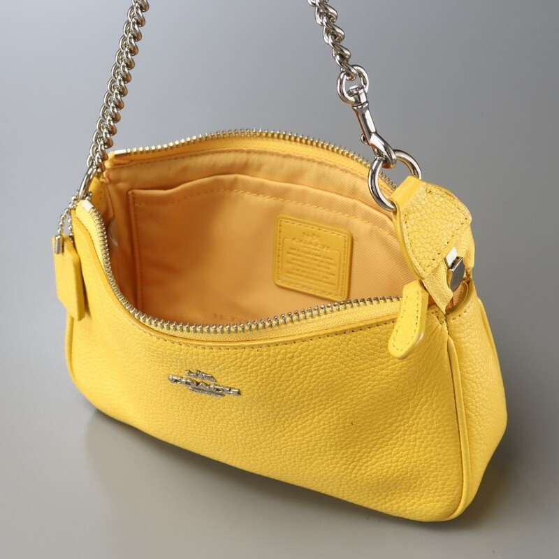 MG2011*COACH コーチ*ノリータ リストレット*53077*レザーミニバッグ*アクセサリーポーチ*チェーンバッグ*鞄*イエロー_画像8