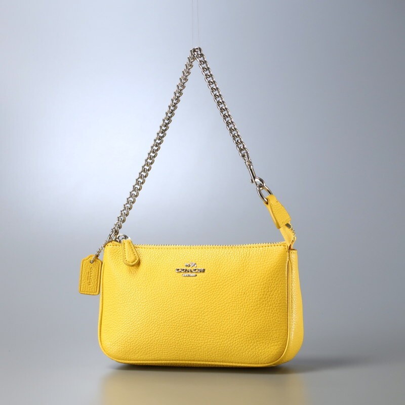 MG2011*COACH コーチ*ノリータ リストレット*53077*レザーミニバッグ*アクセサリーポーチ*チェーンバッグ*鞄*イエロー_画像1