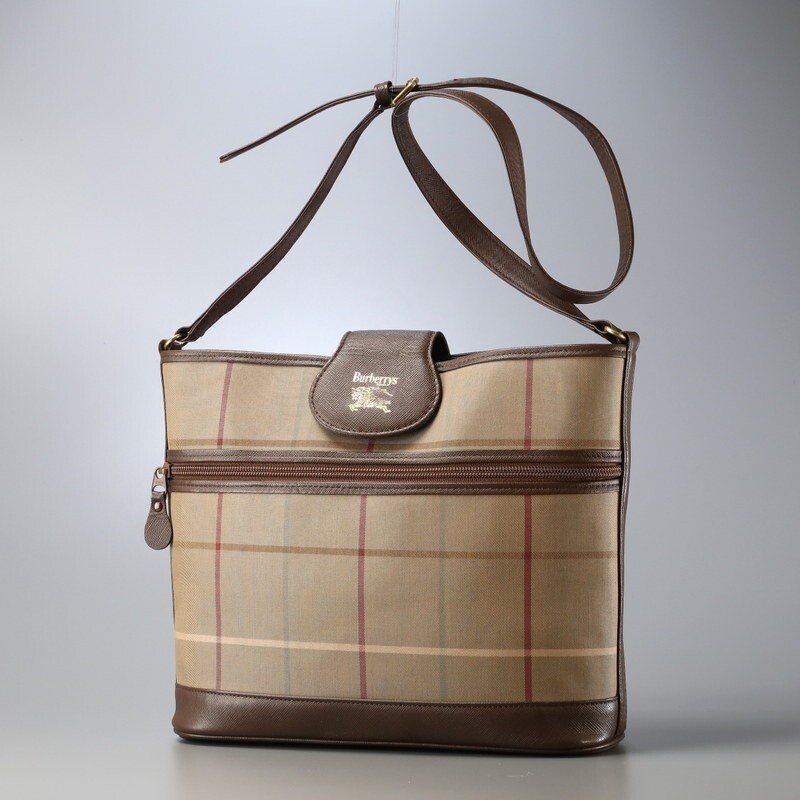 TH4170* Burberry Burberrys* в клетку сумка на плечо * Cross сумка "body" * наклонный ..* хаки × Brown *vintage