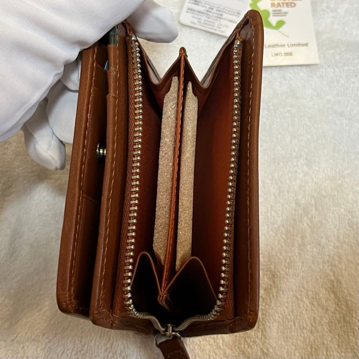 【新品未使用】クロコダイル　二つ折り財布　レザー　牛革　ブラウン