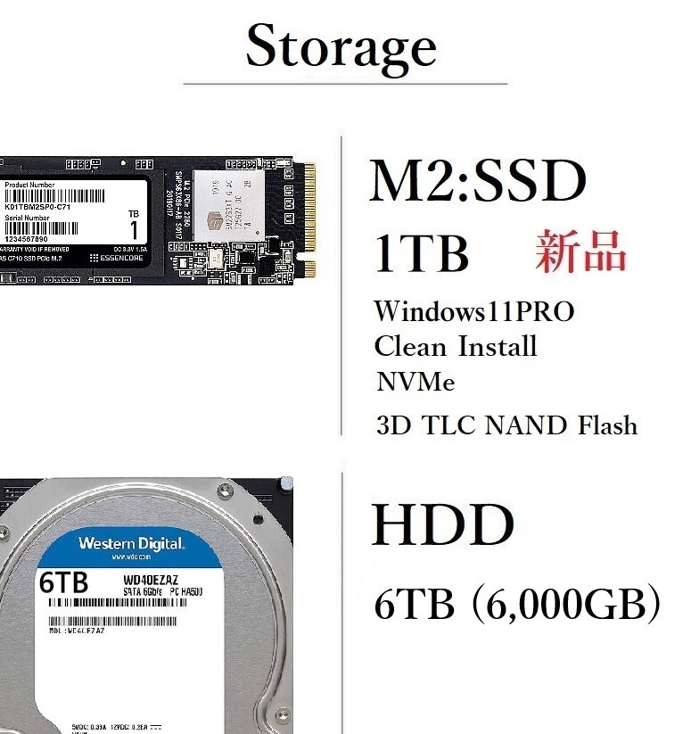 限定大容量ストレージ！/ Corei7-6700/ 新品M2:SSD-1TB/ HDD-6TB/ メモリ-32GB/ DVD/ WIFI/ Win11Pro/ Office2021Pro/ メディア15の画像3