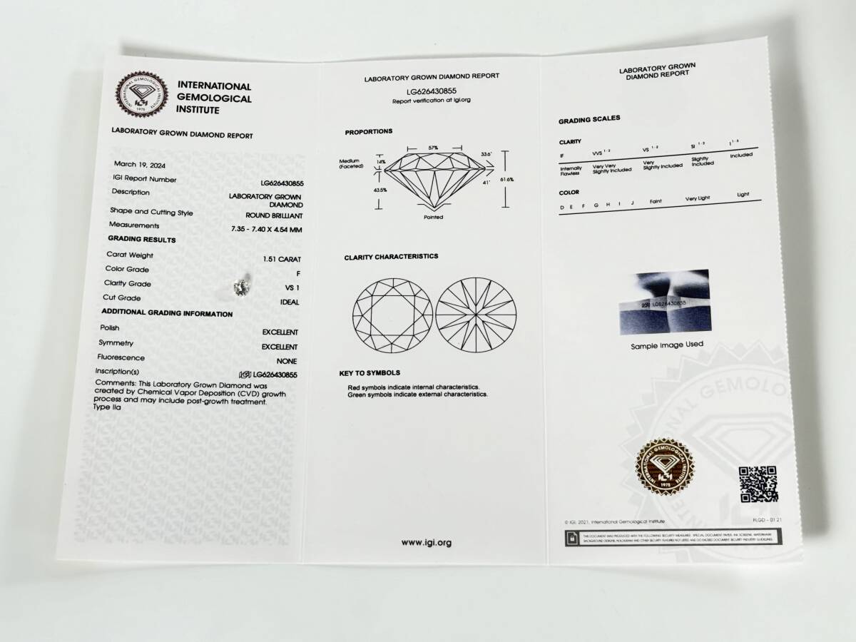 [ IGI judgment ]1.510 carat F VS1 round b Lilian cut CVDlabo Glo un diamond #D-2/0855 GW special collection!