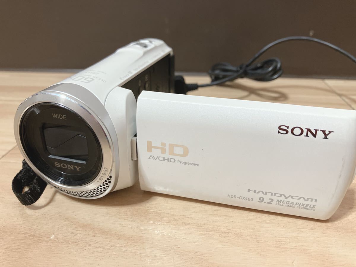 SONY ソニー HDビデオカメラ 60x ZEISS HDR-CX480 コンパクト 本体 バッテリー ハンディカム USB充電　ホワイト_画像1