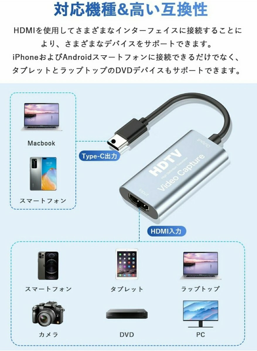Newluck USB-C & HDMI 変換アダプタ キャプチャーボード Type-c HDMI 変換アダプタ HDMI キャプチャーボード ビデオキャプチャー ゲーム_画像3
