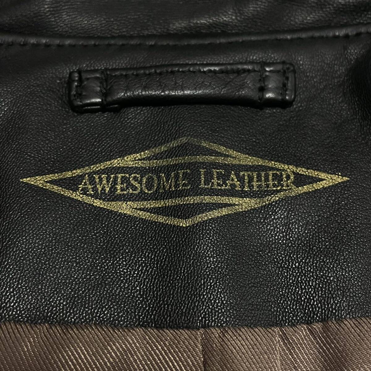  unused class /L size *o- Sam leather [ Toro Toro feeling of quality ]awesomeleather leather jacket Rider's go-to leather .. leather double Zip 3892