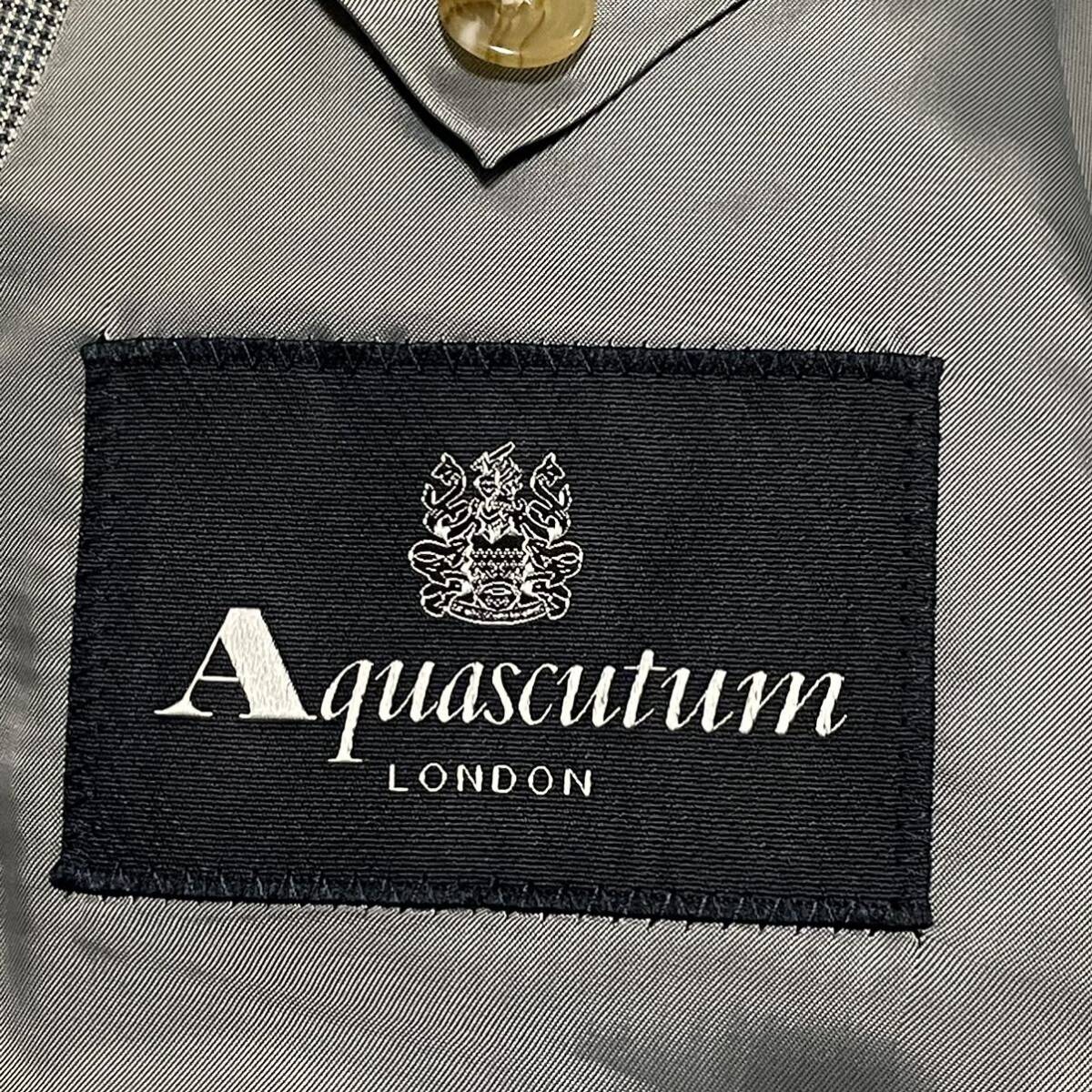 実寸XL◎ アクアスキュータム テーラードジャケット グレンチェック グレー AB6 春夏活躍 ブレザー メンズ Aquascutum 特大 3920_画像7