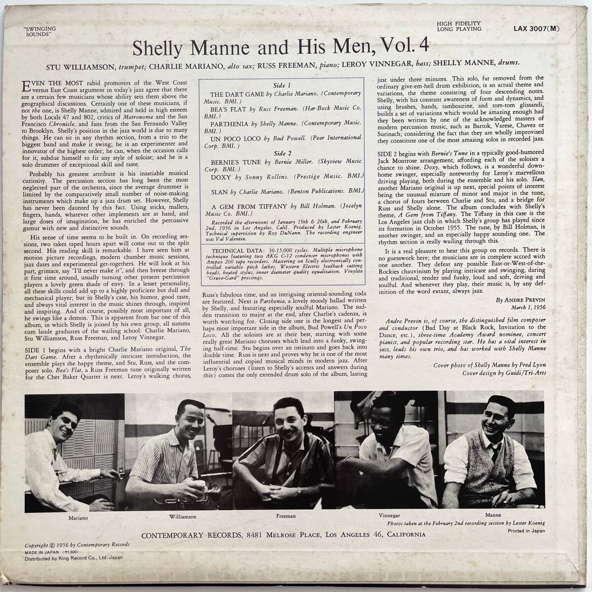 SHELLY MANNE & HIS MEN / CONTEMPORARY SWINGING SOUNDS 日本盤　19??年　帯なし、ライナーノーツあり（切り抜きあり）_画像2