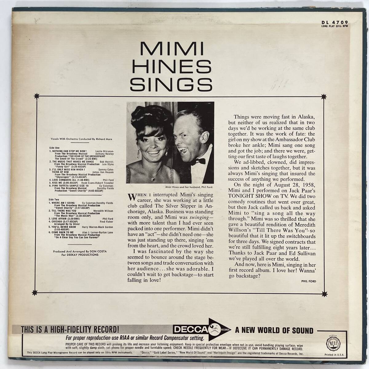 MIMI HINES / sings US盤　19??年 オリジナル_画像2
