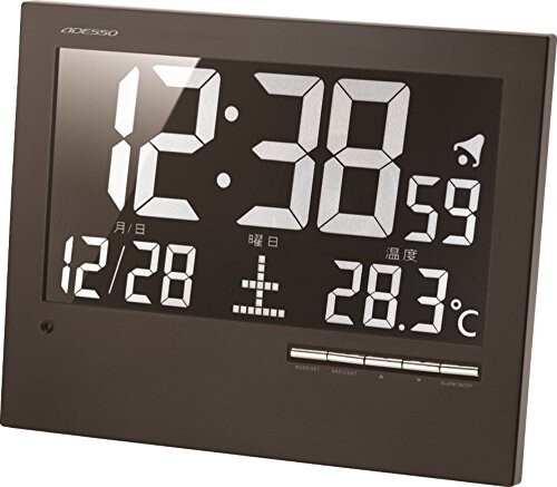 ADESSO(アデッソ) 掛け時計 電波時計 温度 日付表示 置き掛け兼用 ブラック_画像1
