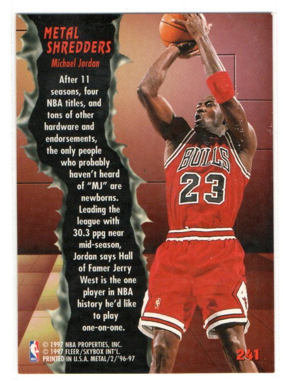 Michael Jordan 1996-97 Fleer Metal Metal Shredders #241._画像2