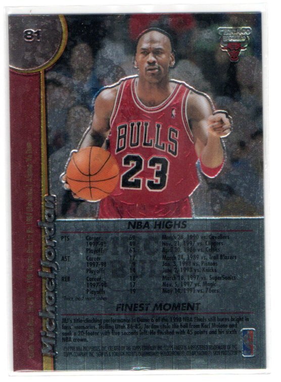 Michael Jordan 1998-99 Topps Finest Non Protected #81