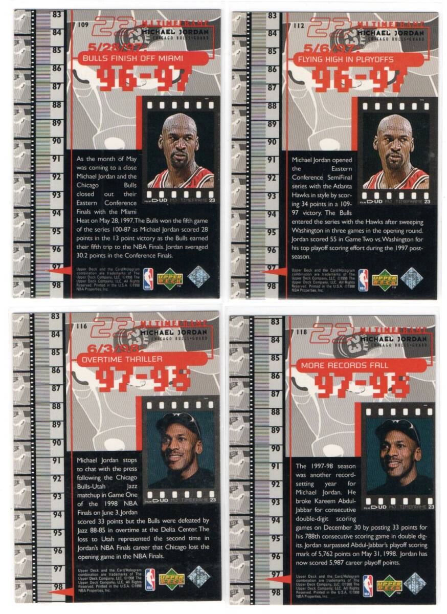 Michael Jordan 1998-99 Upper Deck MJ Timeframe 96-97～97-98 4cardsの画像2