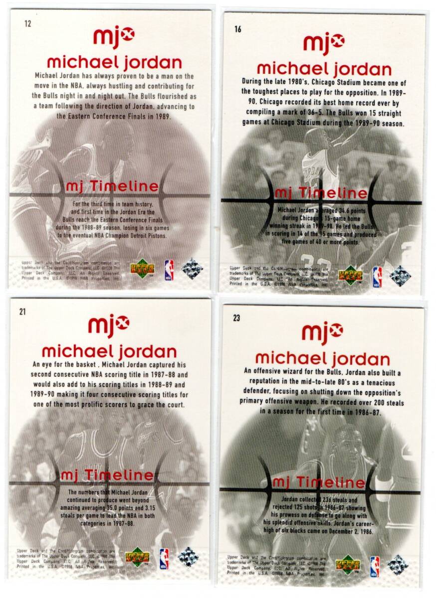 Michael Jordan 1998-99 Upper Deck MJx Timeline 4cards(#12,16,21,23)の画像2