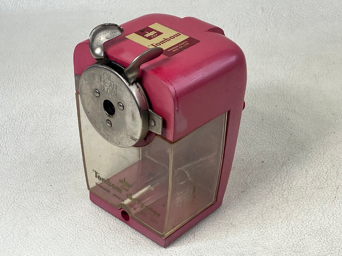 当時物 トンボ 鉛筆削器 削り 手回し式 手動 ピンク 長期保管品 昭和レトロ aprh-poの画像2