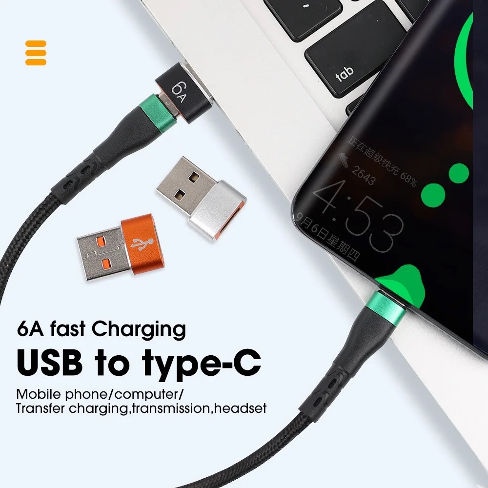 変換アダプタ Type-C to USB 6A オレンジ 696