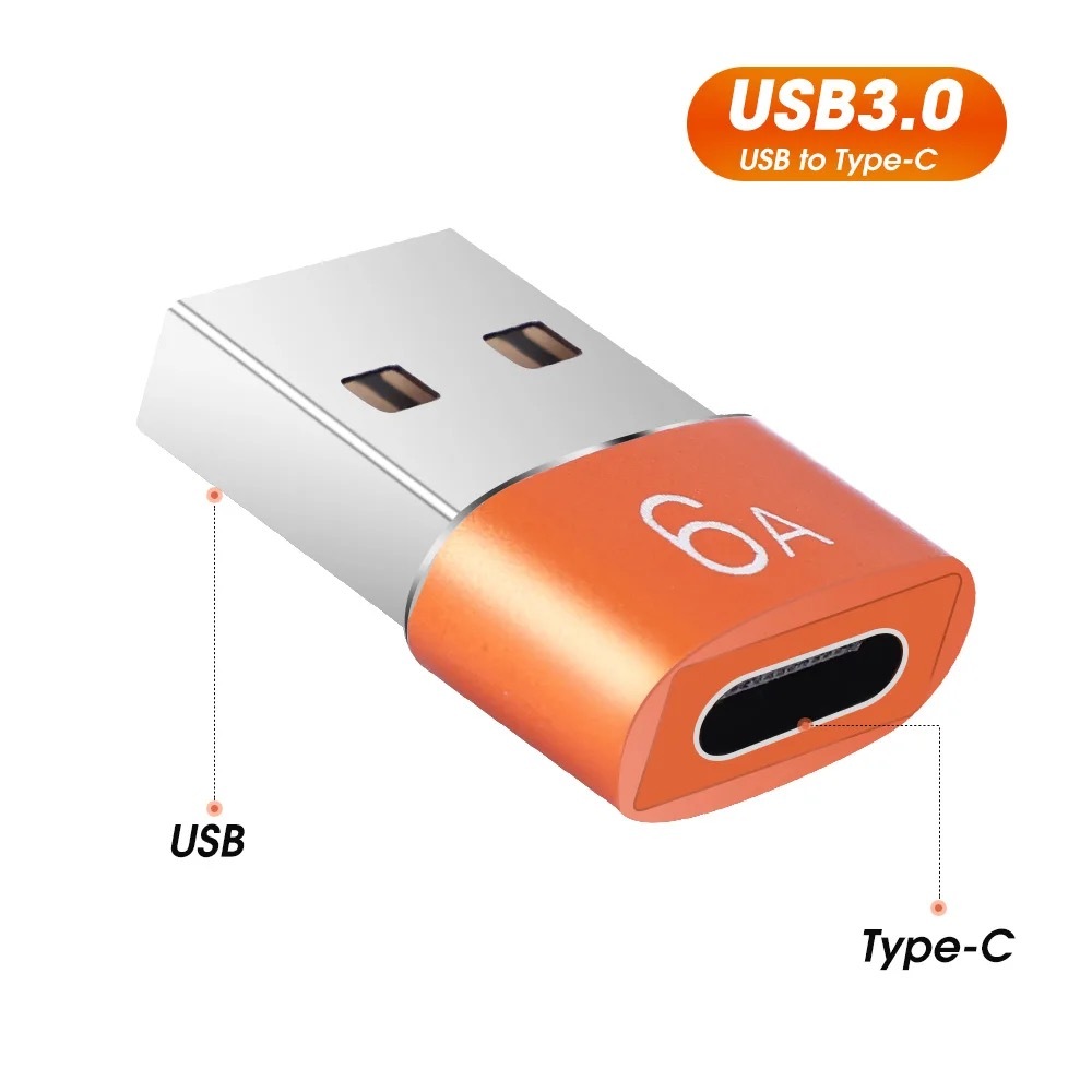 変換アダプタ Type-C to USB 6A オレンジ 696