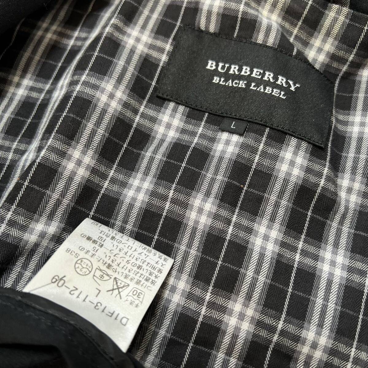 [L] прекрасный товар Burberry Black Label блузон жакет noba проверка Logo кнопка BURBERRY BLACK LABEL
