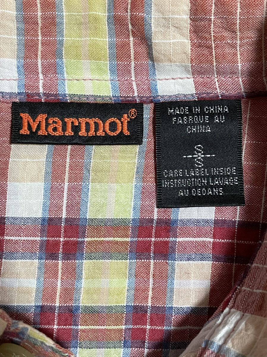 マーモット Marmot 半袖 シャツ 半袖シャツ チェック柄 古着 Sサイズ ム207_画像2