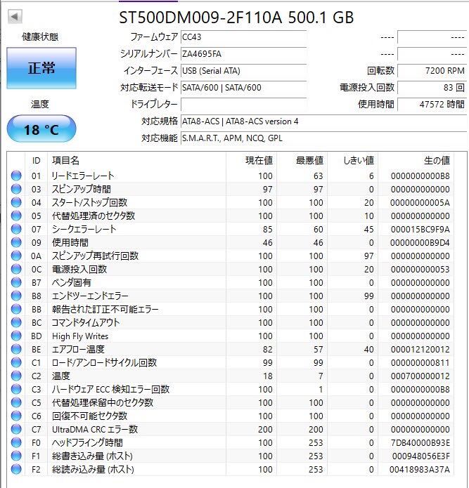 【4台セット】 Seagate SATA HDD 500GB 3.5インチ 薄型 7,200rpm ST500DM009×2台 ST500DM002×2台_画像9
