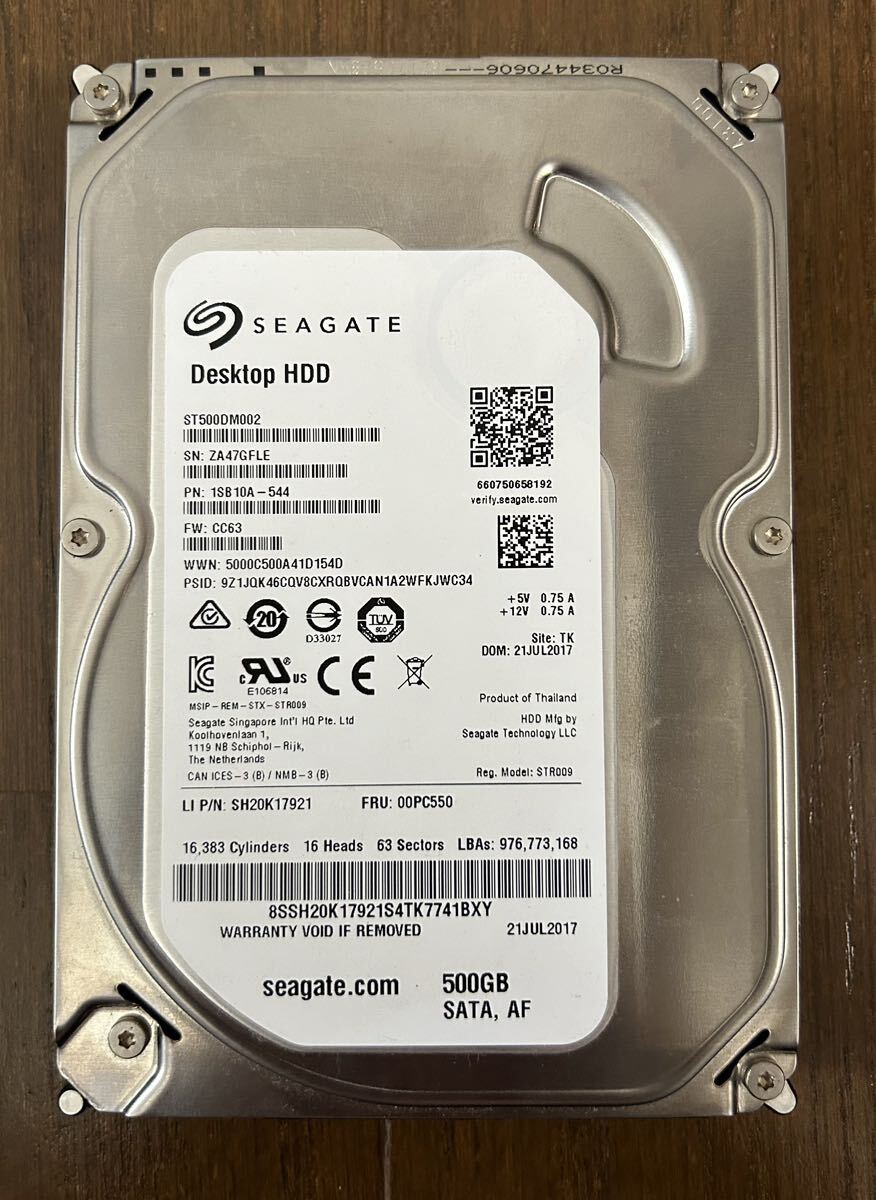 【4台セット】 Seagate SATA HDD 500GB 3.5インチ 薄型 7,200rpm ST500DM009×2台 ST500DM002×2台_画像2