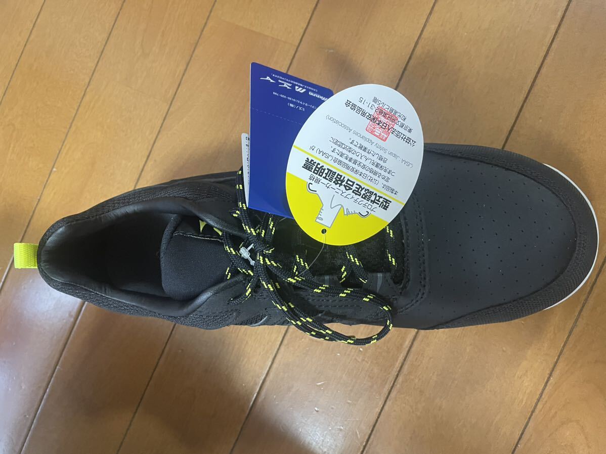 не использовался товар! Mizuno /MIZUNO безопасная обувь F1GA200209 ALMIGHTY AS15L черный × темно-серый 26.5cm антистатик модель 