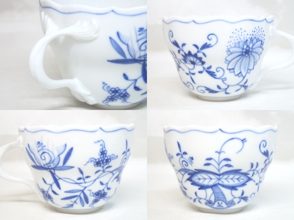 4122[A]美品♪【MEISSEN◆マイセン】ブルーオニオン/カップ＆ソーサー 3客セット/陶器/ティーカップ/茶器 洋食器の画像3