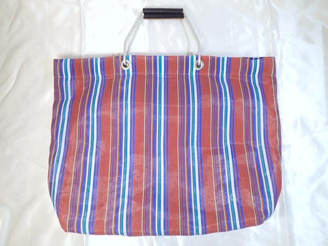 4125[A][MARNI* Marni ] большая сумка / сетка полоса / Logo / многоцветный / сумка ручная сумочка 