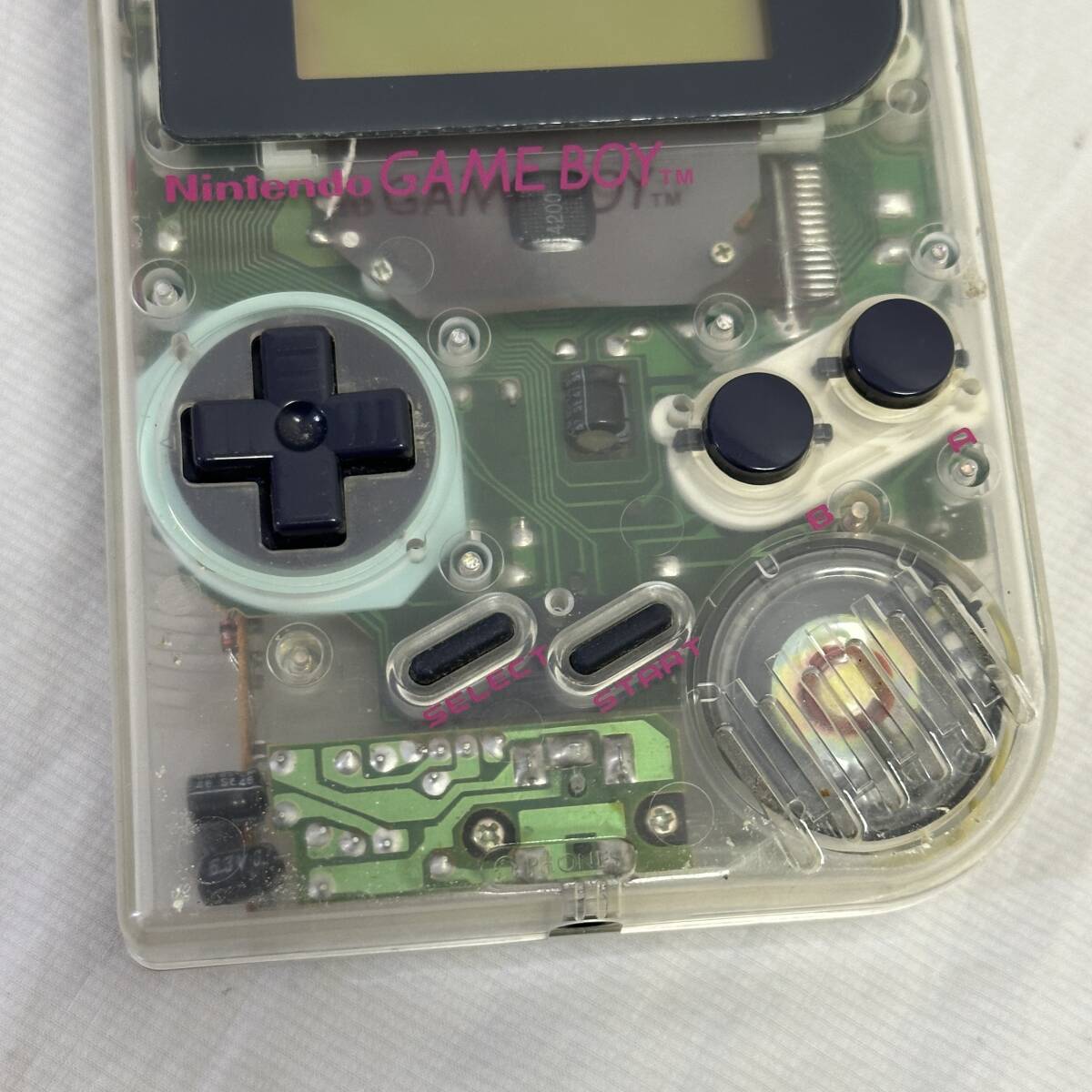 【通電確認OK・ジャンク品】　Nintendo　任天堂　GAME BOY　ゲームボーイ　DMG-01　スケルトン　透明　クリア　充電アダプタ付　_画像5