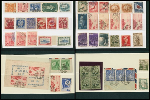 [1157]戦後初期記念切手良消含むロット 切手48枚 郵便創始75年15銭, 30銭, 50銭, 1円,_画像1