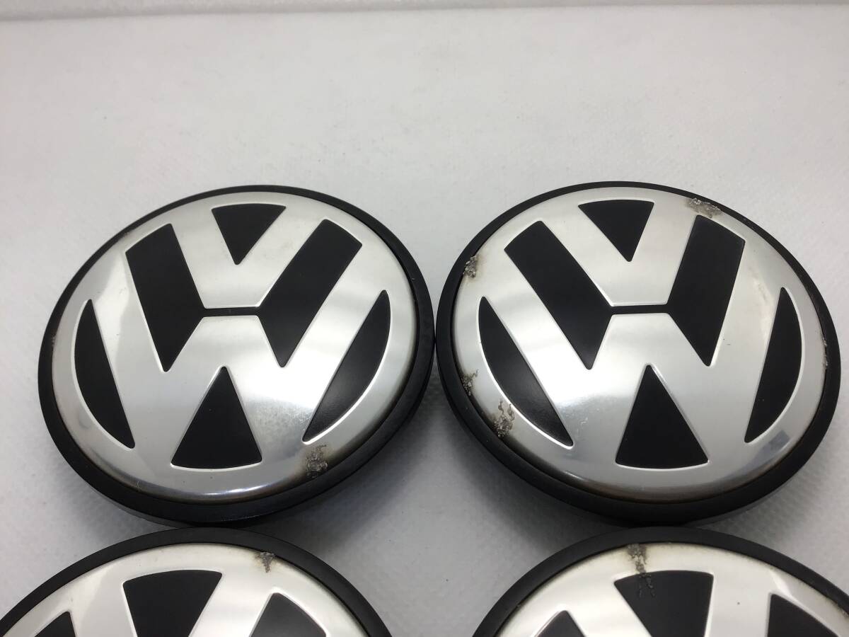 301】 即決 VW フォルクスワーゲン 純正 ホイール センターキャップ 4個 ホイールキャップ 黒 66mm_画像2