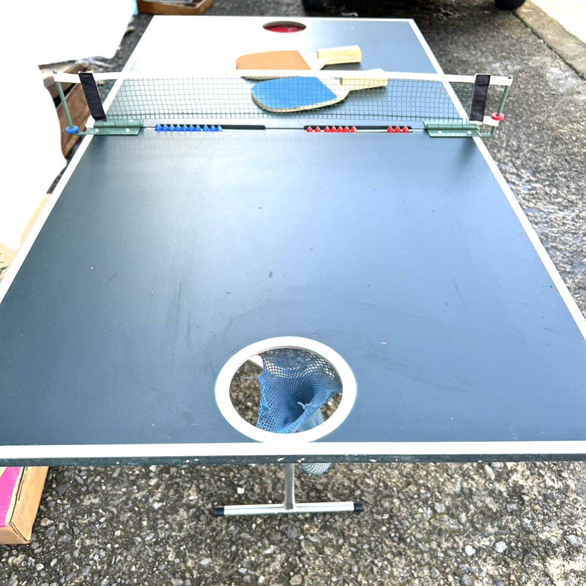 バスケットピンポン 昭和レトロ 卓球台 家庭用 卓球セット 折りたたみ 卓球台 テーブル 卓球 ピンポン 高さ約60cm 長さ約120cm (B3909)の画像3