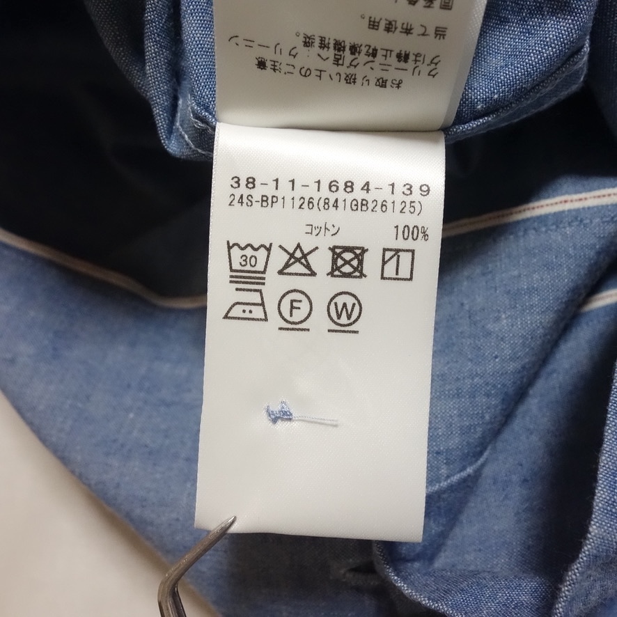 【日本製 24SS BEAMS PLUS シャンブレー オープンカラーシャツ M】ビームスプラス BEAMS+ インディゴ MIL Open Collar Chambrayの画像7