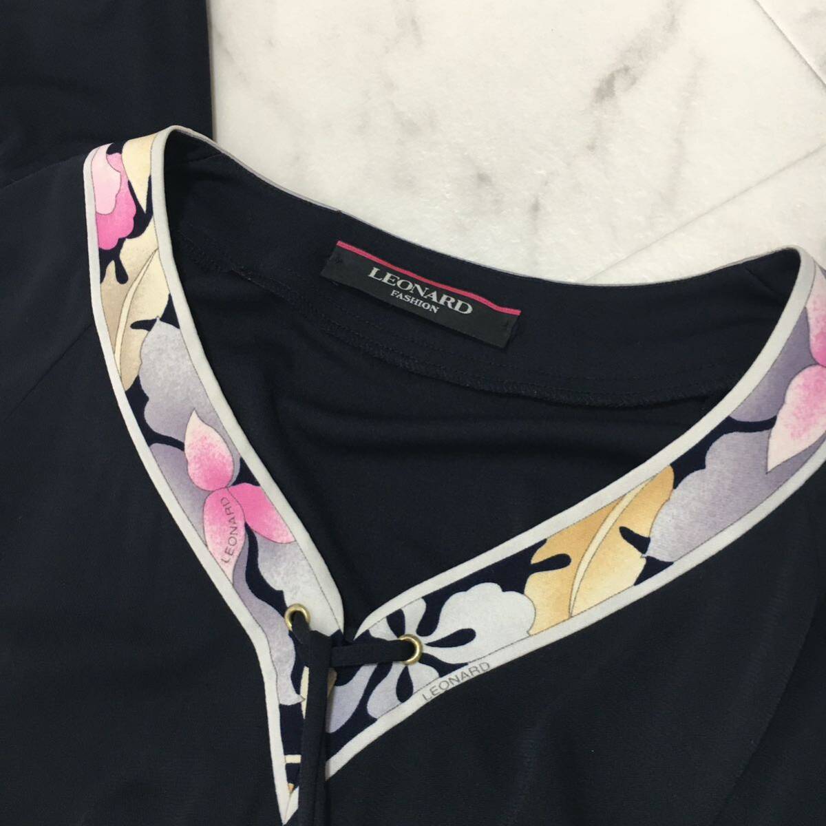 美品 LEONARD レオナール カンカン ストレッチ ドレス 美品 LEONARD レオナール カンカン ストレッチ ドレス