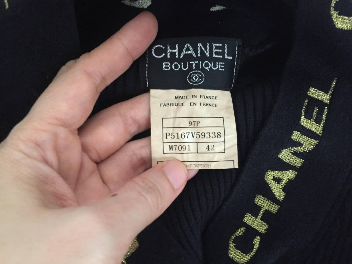 シャネル カーディガン ニット ブラック 黒 サイズ４２ CHANEL ココマーク Chanel 90's ヴィンテージの画像9
