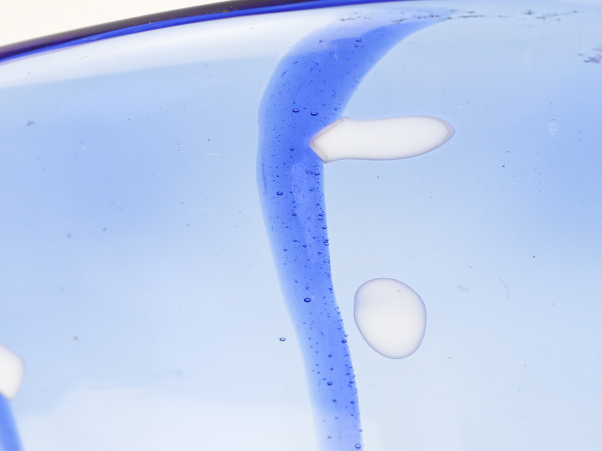 ベネチアンガラス Murano Glass ムラノ ブルー ホワイト アンバー フラワーベース 花瓶_画像3
