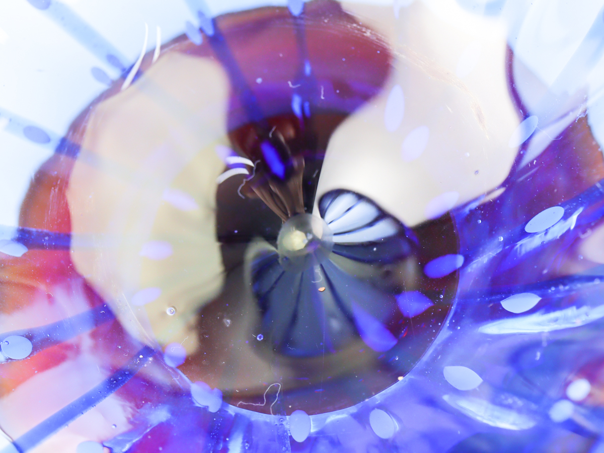 ベネチアンガラス Murano Glass ムラノ ブルー ホワイト アンバー フラワーベース 花瓶_画像8