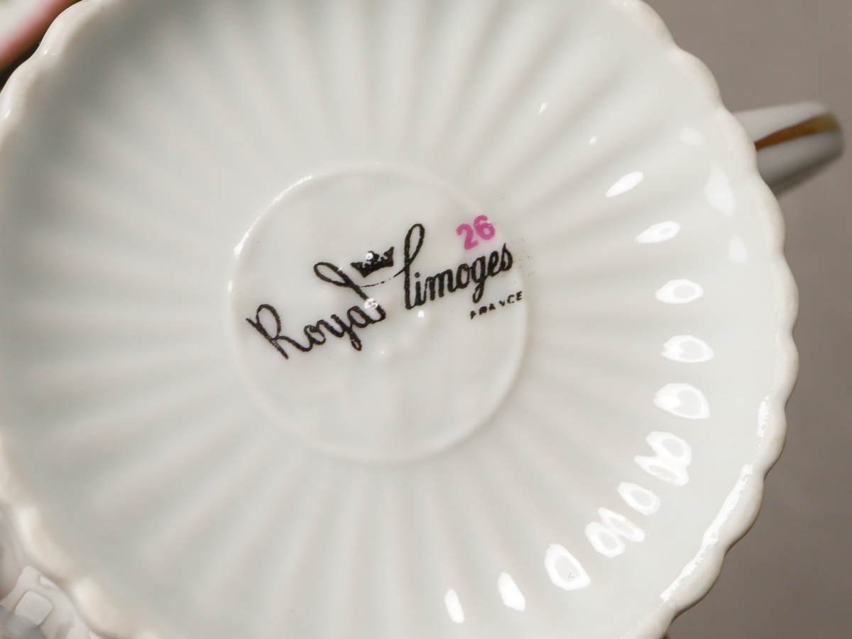 NOF9 Royal Limoges ロワイヤル・リモージュ フランス コーヒーカップ＆ソーサー 6客 180ml 珈琲碗皿 美品_画像10