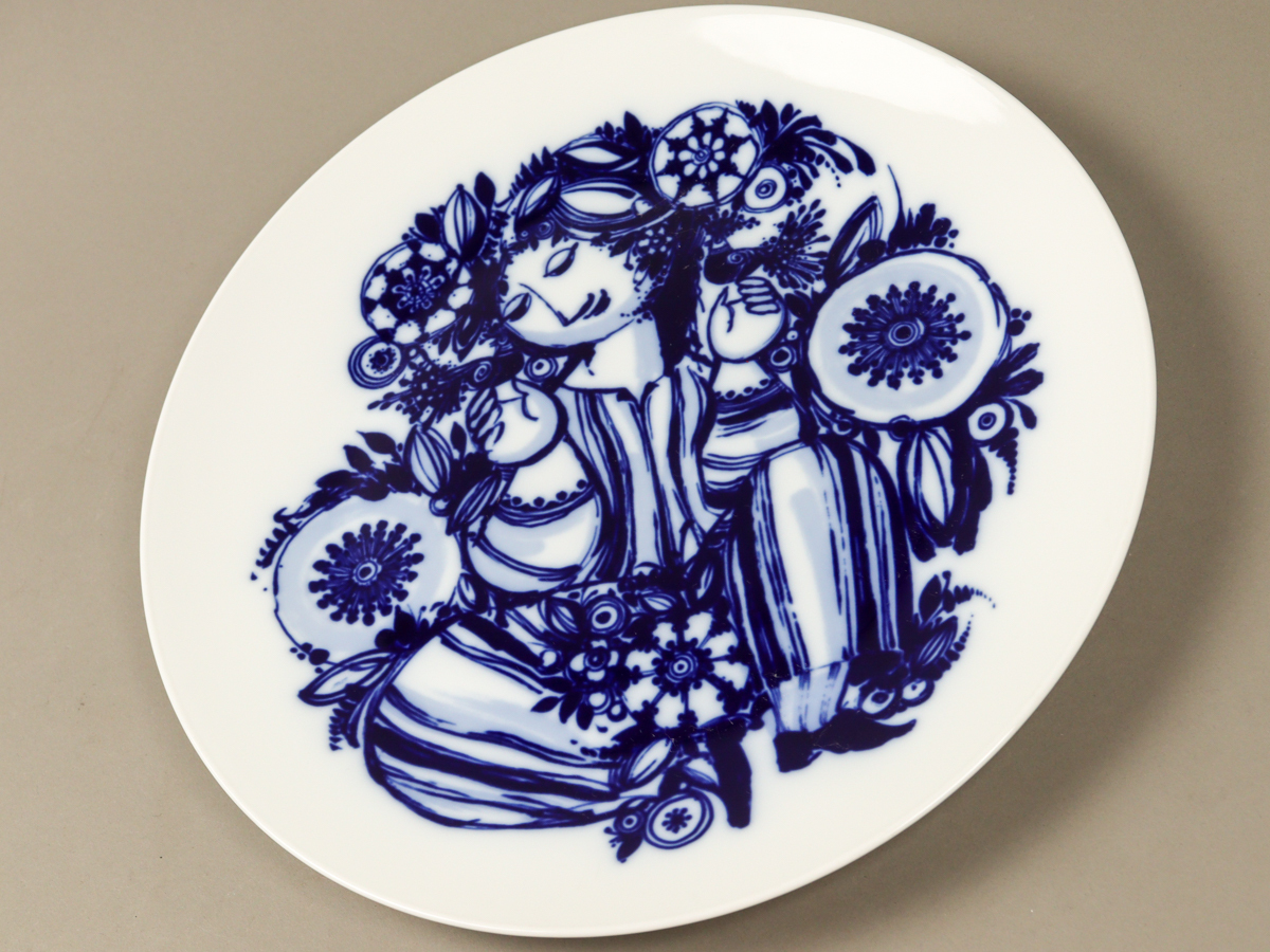 Fjcs Rosenthal ローゼンタール Bjorn Wiinblad ブルー チャージャー プレート 33cm 飾り皿 ウォールディッシュ_画像2
