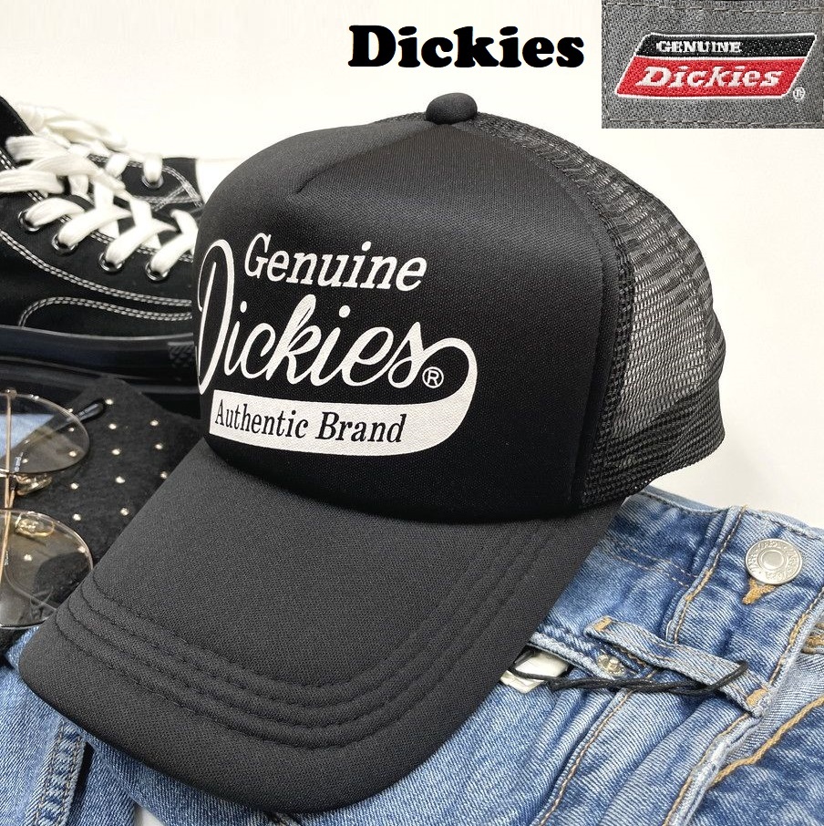 未使用品 Dickies ブラック メッシュキャップ メンズレディース カジュアルアメカジ アウトドアキャンプ ゴルフ ホワイトロゴ ディッキーズの画像1