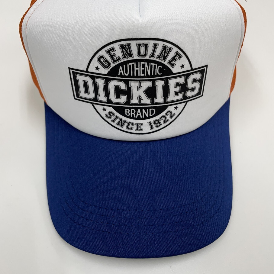 未使用品 Dickies ホワイト×ブルー×オレンジ メッシュキャップ メンズカジュアルタグアメカジアウトドアキャンプゴルフロゴ ディッキーズ_画像3