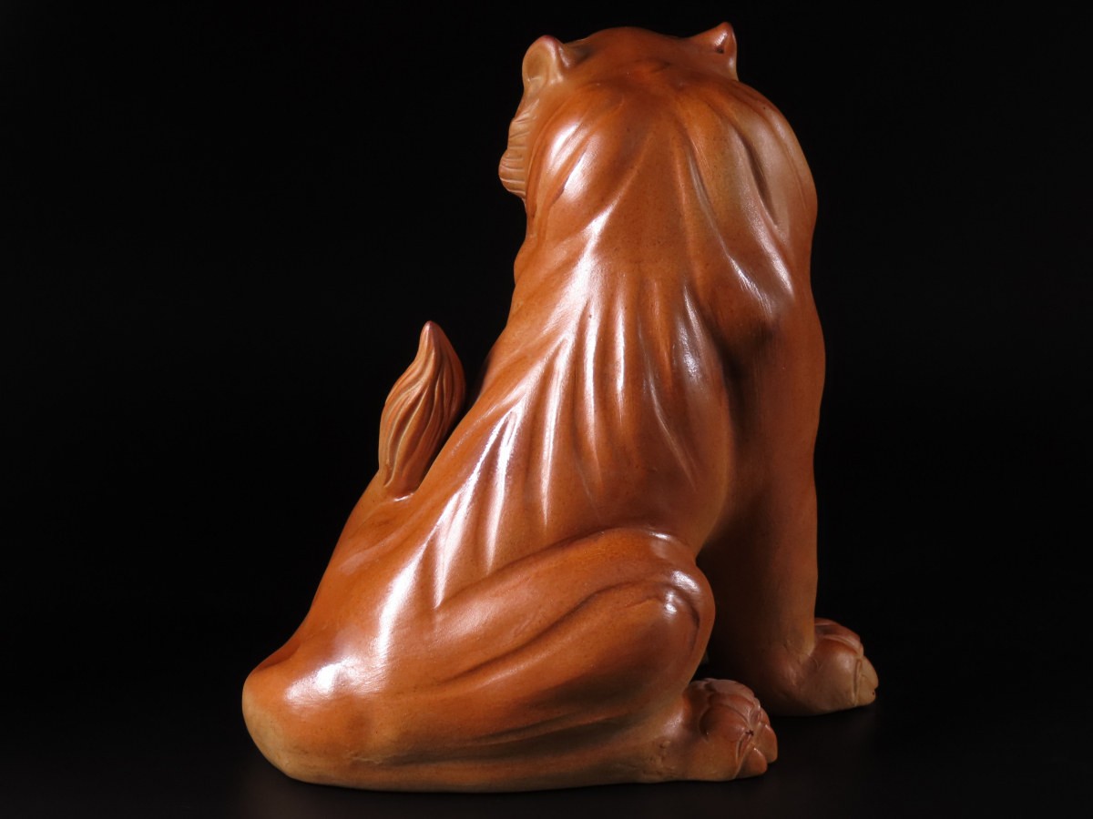 【ONE'S】鍋島焼名工 繁仙 本人作 超絶立体造形 『猫虎』 高24.5cm 重量1.9kg 極上細密造 置物 飾物 古美術品の画像6