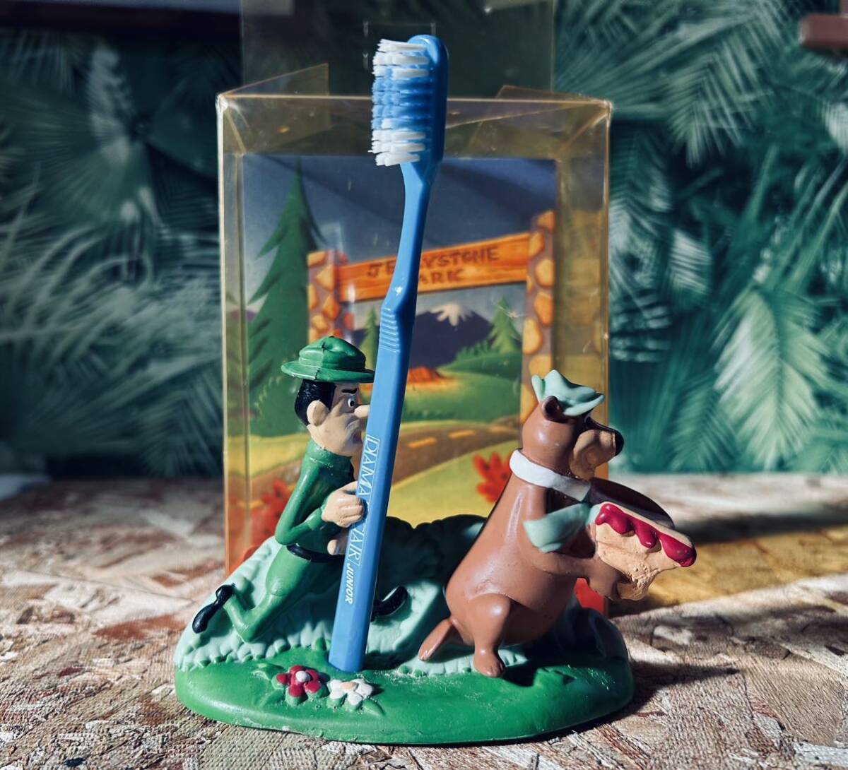 90' vintage YOGI BEAR toothbrush holder◆ビンテージヨギーベア◆伊HANNA BARBERAハンナバーベラ歯ブラシスタンドフィギュア◇クマゴローの画像2