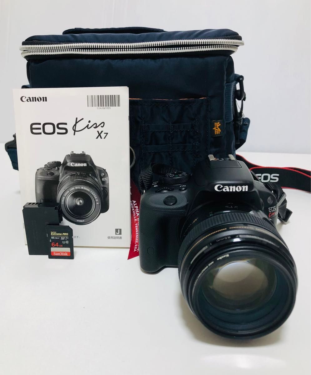 Canon EOS KISS X7 ホティ キャノン カメラレンズ SDカード バッテリー カメラバッグ セット 